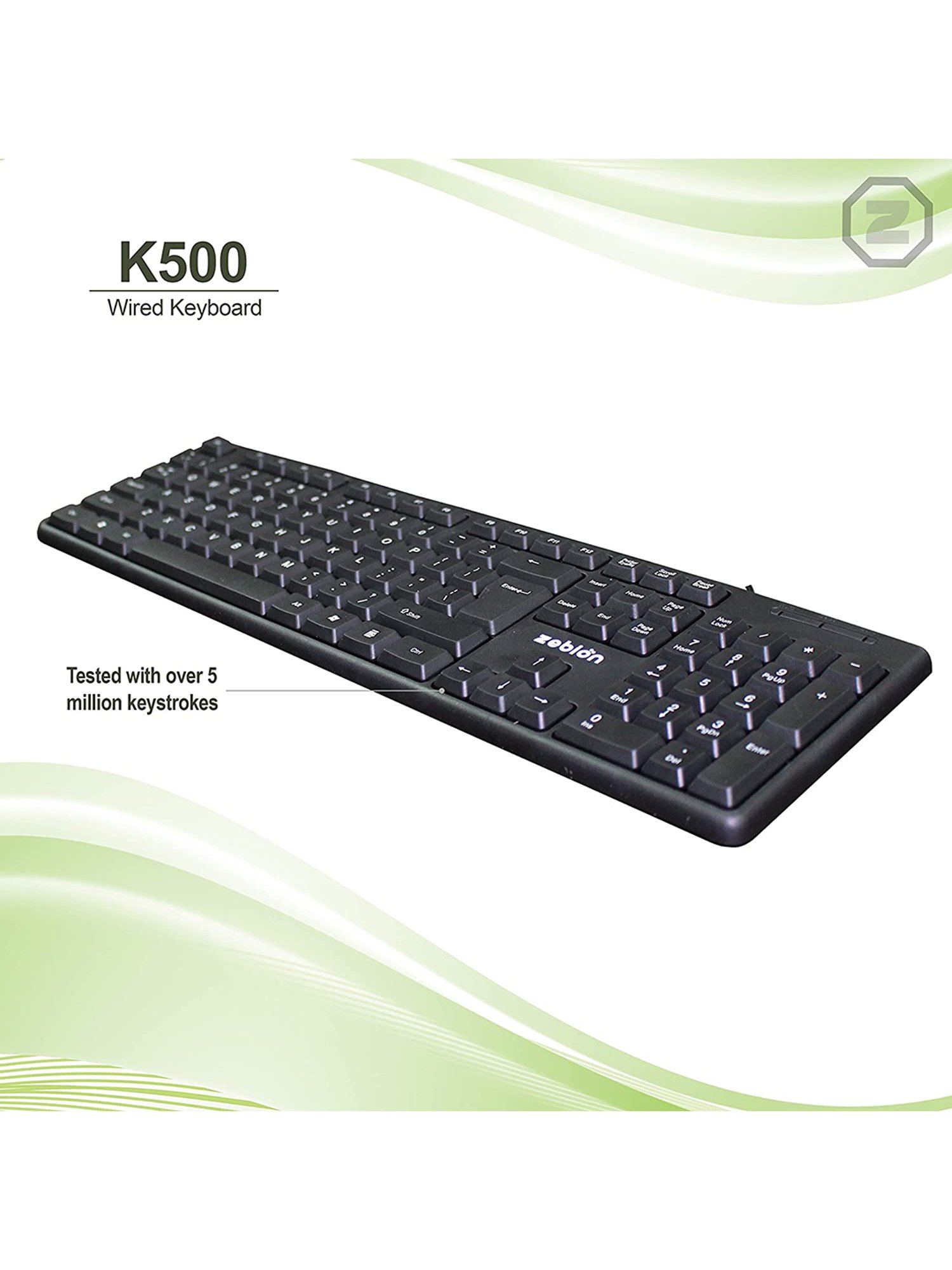 Zebion K500 Wired USB Keyboard (Black)