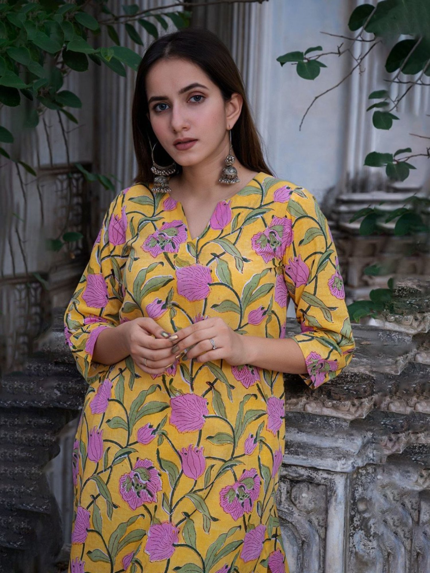 Fusion Beats Light Grey Embroidered A Line Kurta