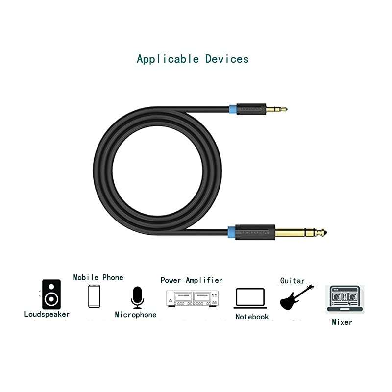 10FT 1 8 quot Male 3 5mm to 1 4 quot Male 3 5mm to 6 35mm Aux Jack TRS Stereo Audio Cable for iPhone iPod Guitar Laptop Amplifier Microphone 24K 15U Gold Plated PVC Infection Molding Shell