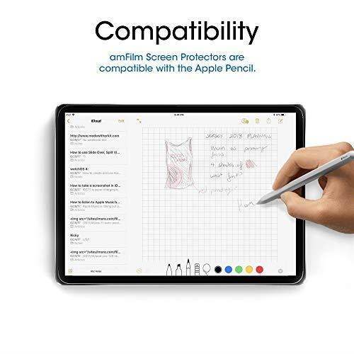 amFilm Glass Screen Protector for iPad Pro 11 inch (2 Pack), Tempered Glass, Ultra Sensitive, Face ID and Apple Pencil Compatible