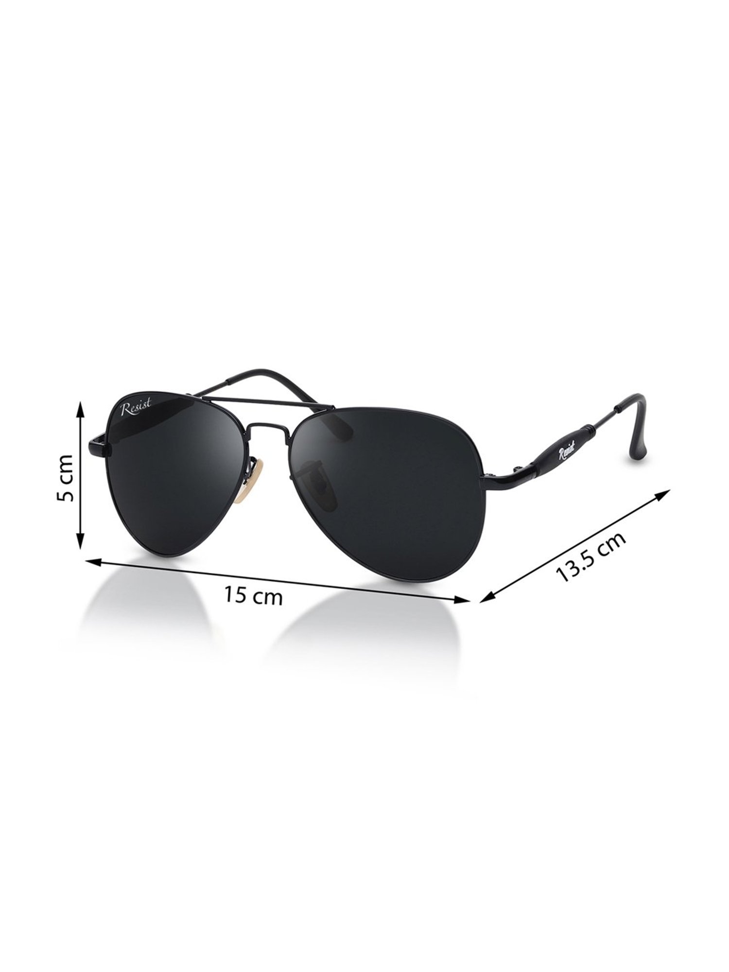 Resist Eyewear Black Aviator UV Protection Unisex Sunglasses