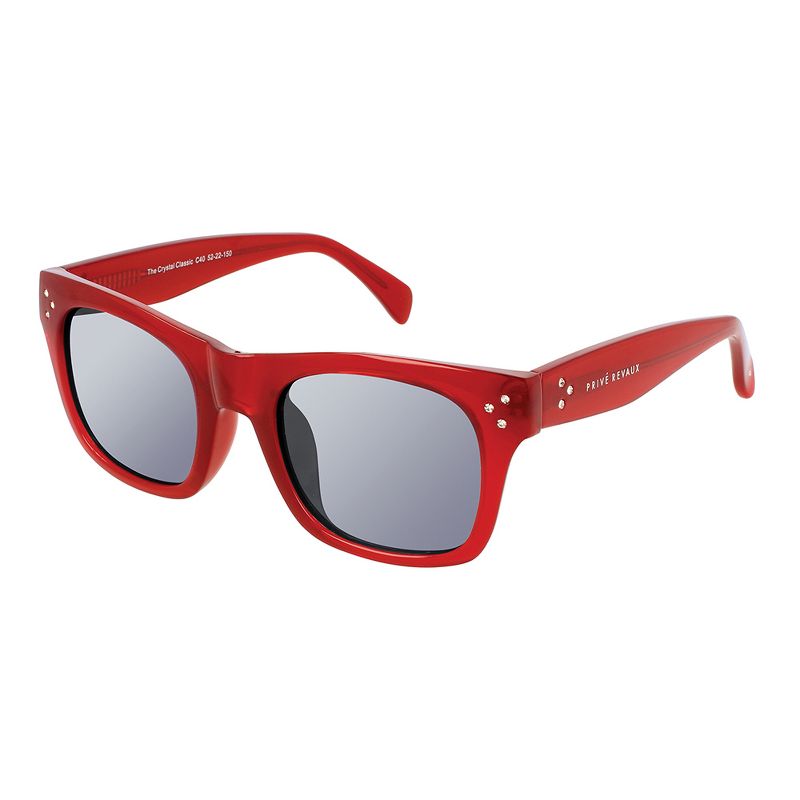 Priv'e Revaux Crystal Classic  Womens Square Polarized Sunglasses Red 51mm