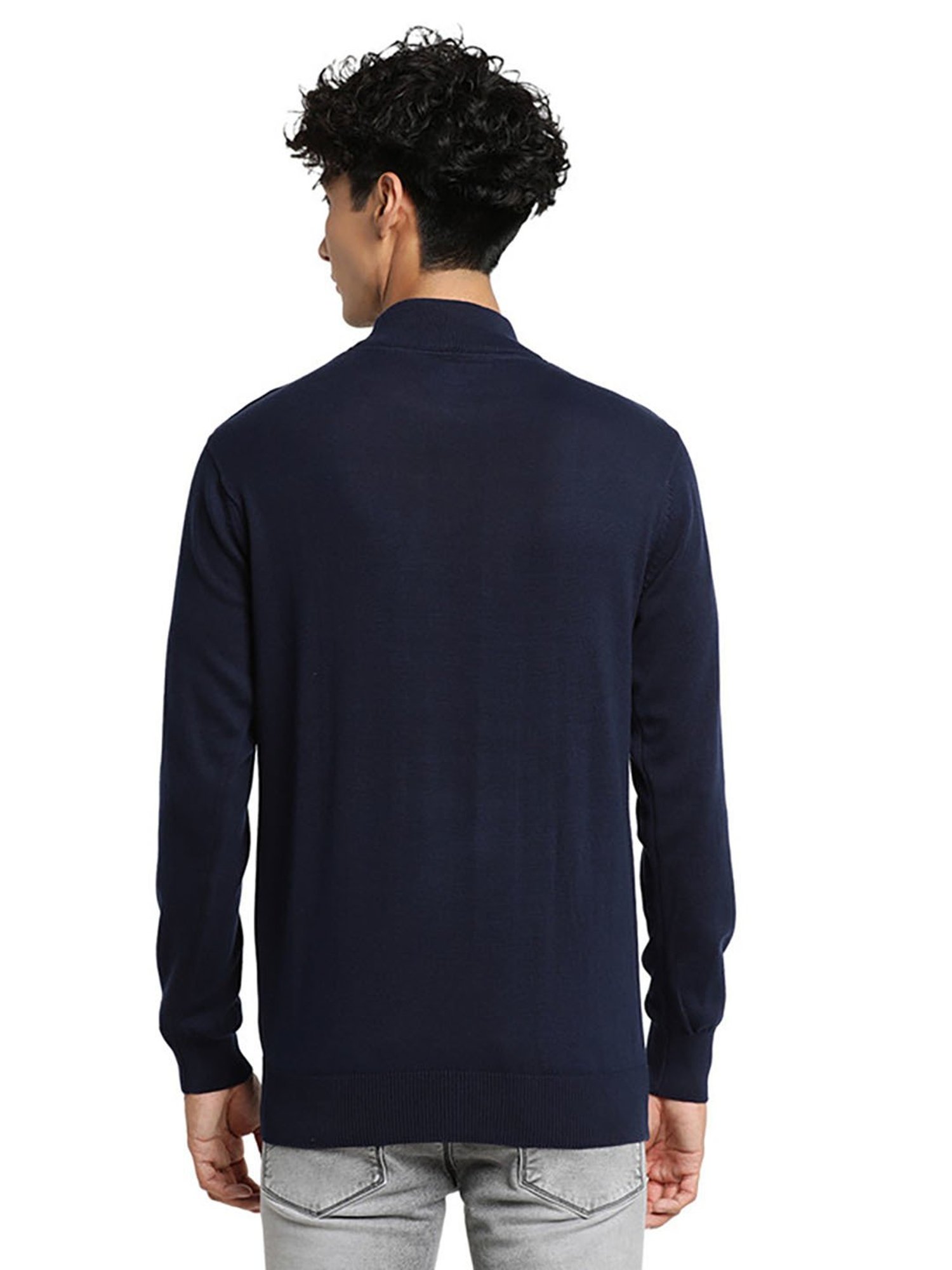Turtle Navy Cotton Regular Fit Sweater