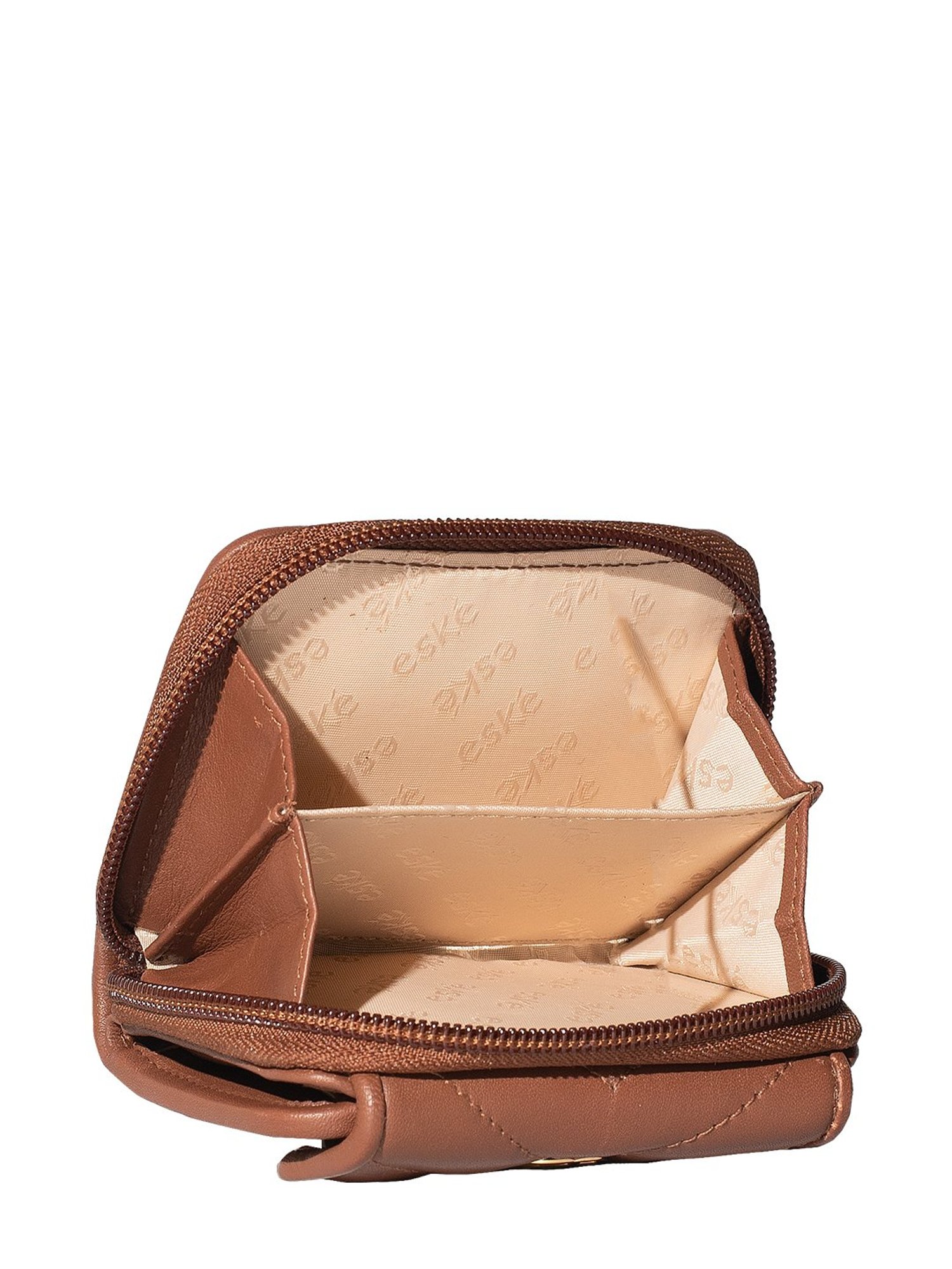 Eske Brown Quilted Zip Around Wallet for Women