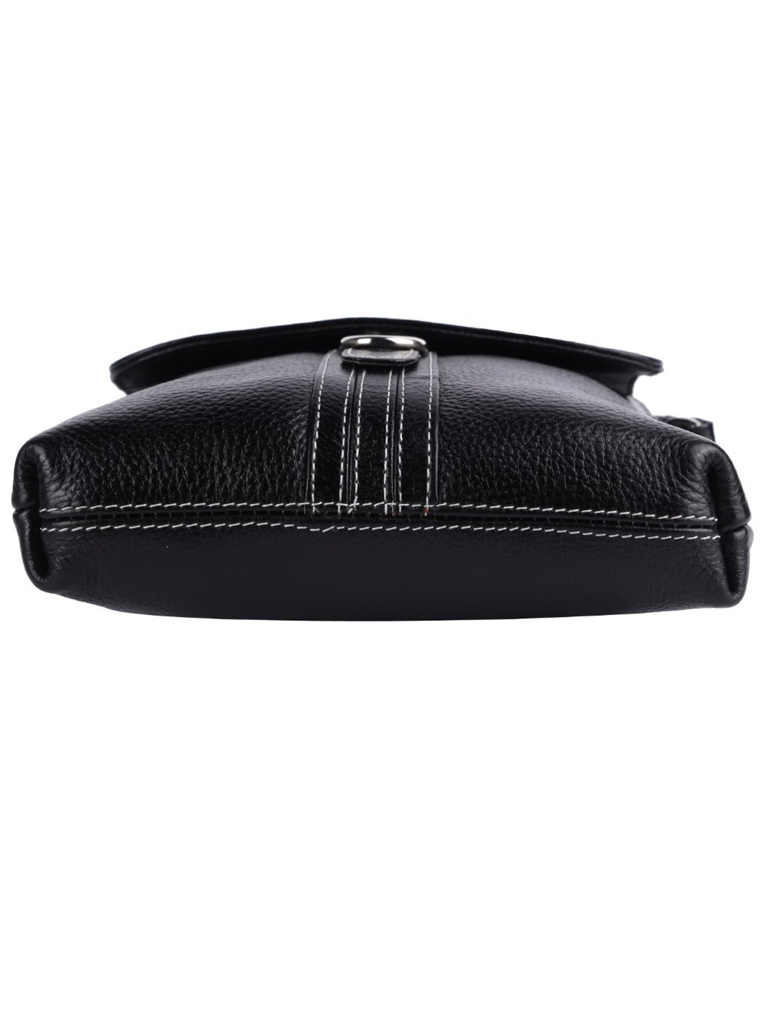 HiLEDER Black Textured Medium Leather 8 inch Cross Body Bag