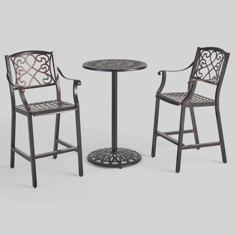 Ariesa 3pc Outdoor Bar Set - White & Gray - CosmoLiving