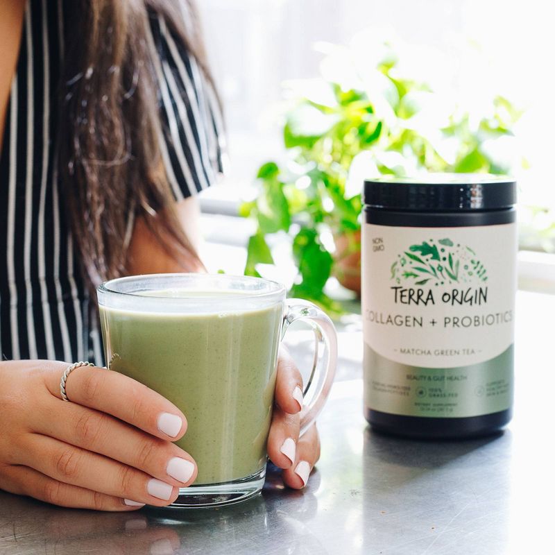Terra Origin Probiotic Collagen Powder Peptides Matcha Green Tea - 10.14oz