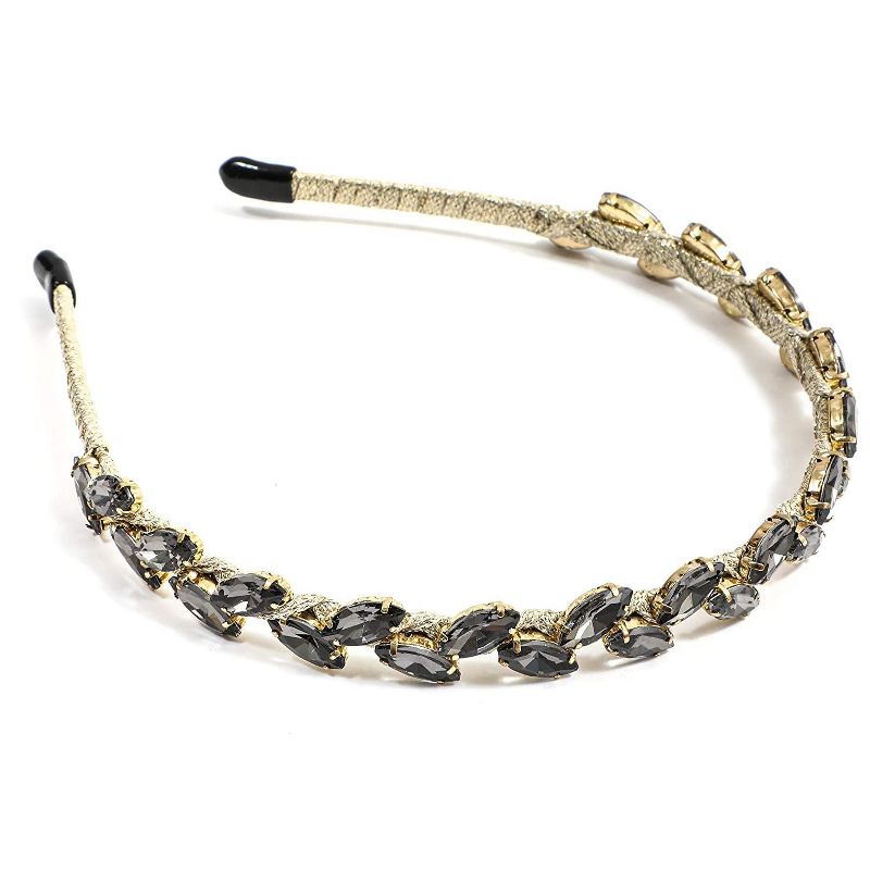 Glamlily Gold Rhinestone Crystal Women's Headbands, Girls, Teens, 5.5 x 0.7 x 6.25 In