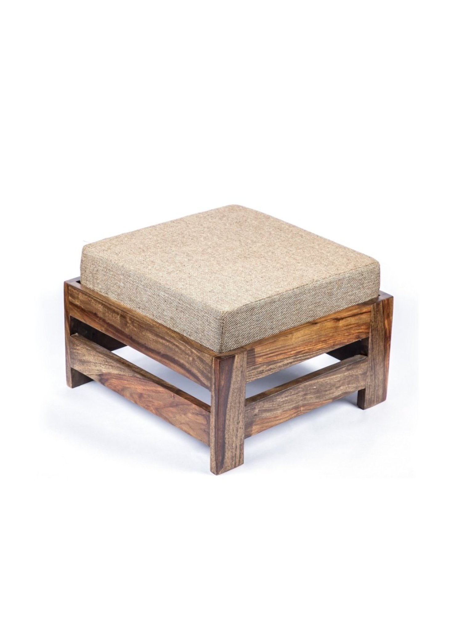 Chumbak Spring Marigold Floral Green Mango Wood Modern Trunk Storage Ottoman