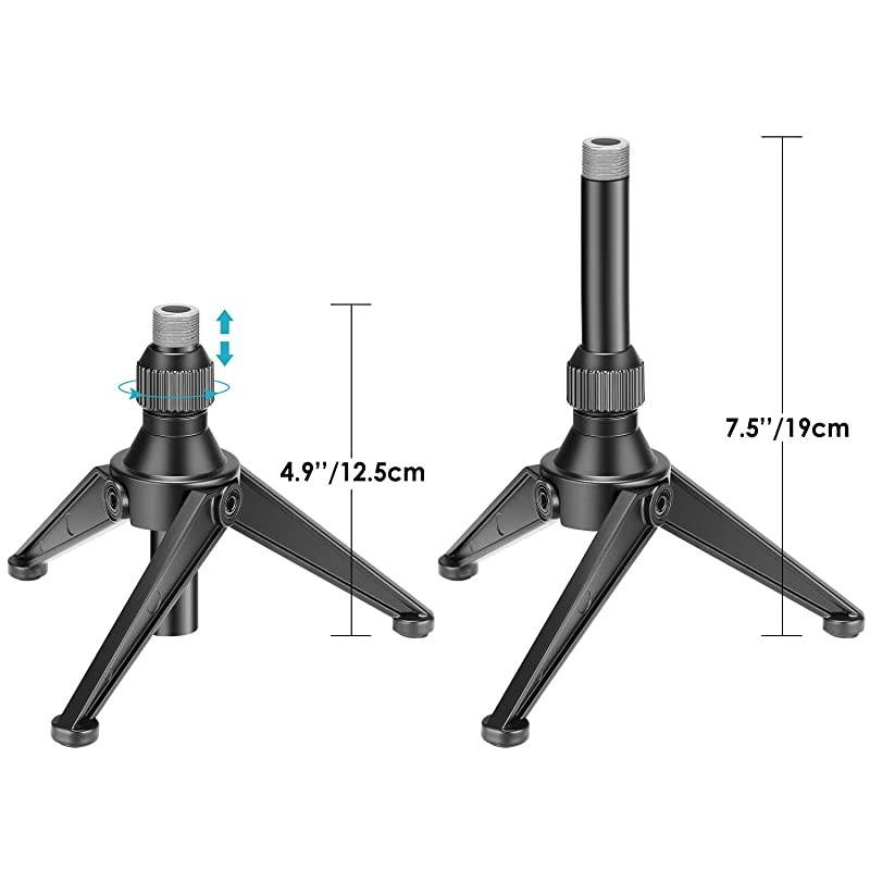 Foldable Iron Mini Desktop Microphone Tripod Stand Adjustable Height 49 75 inches125 19 centimeters for Lectures Podcasts Online Chat Meeting Screencasts and More NW050