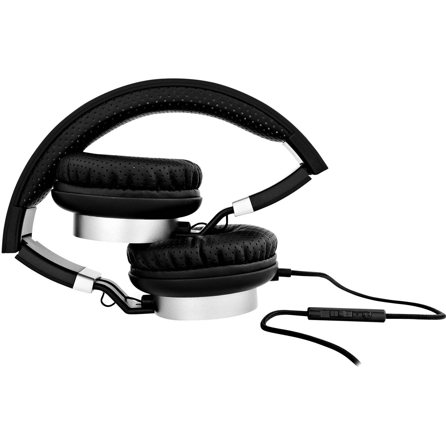 V7 Lightweight On-Ear Headphones - Black/Silver - Stereo - Black, Silver - Mini-phone - Wired - On-ear, Over-the-head - Binaural - Supra-aural - Noise Canceling