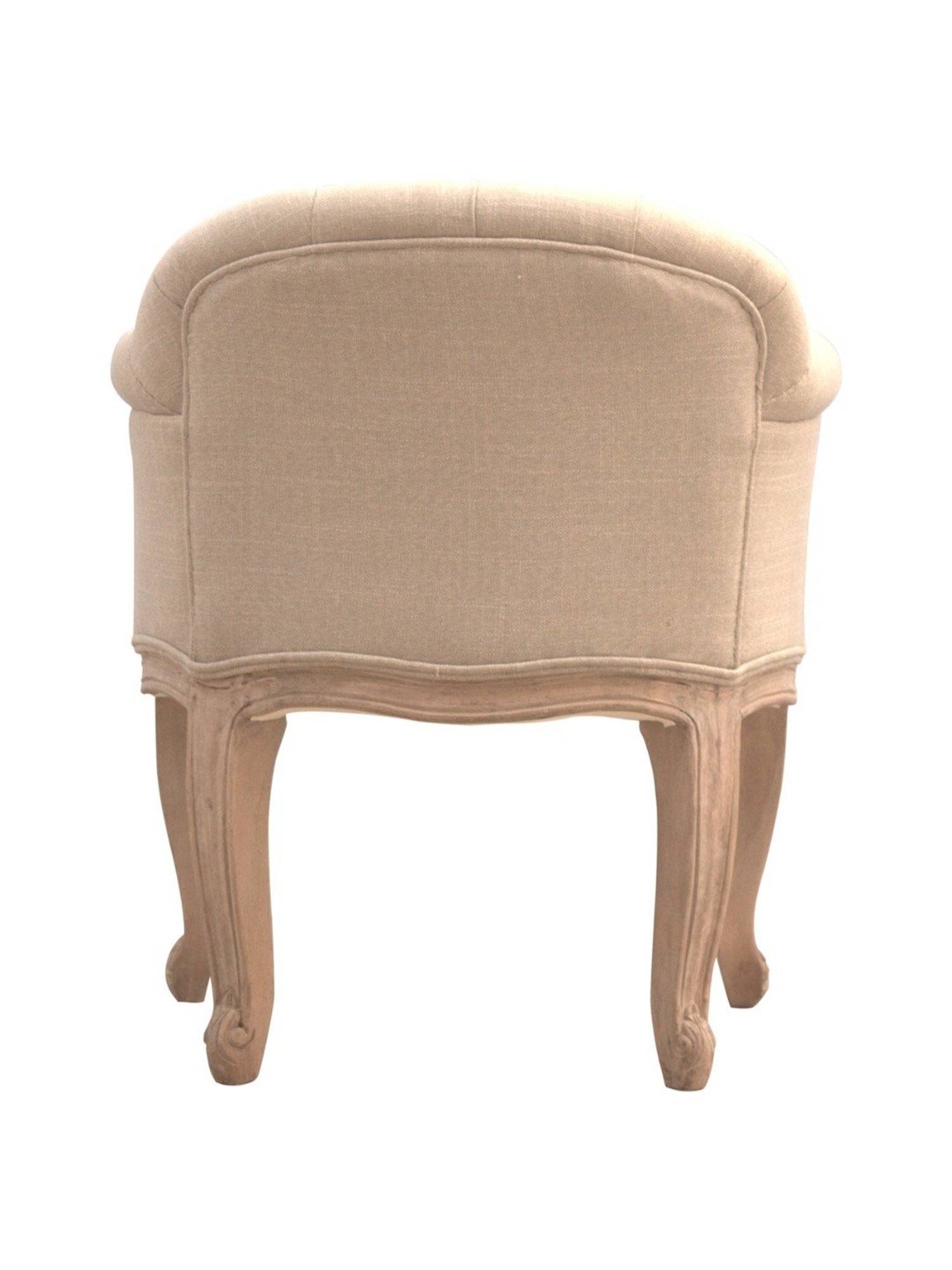 Artisan Furniture French Style Beige & Brown Wood Deep Button Chair