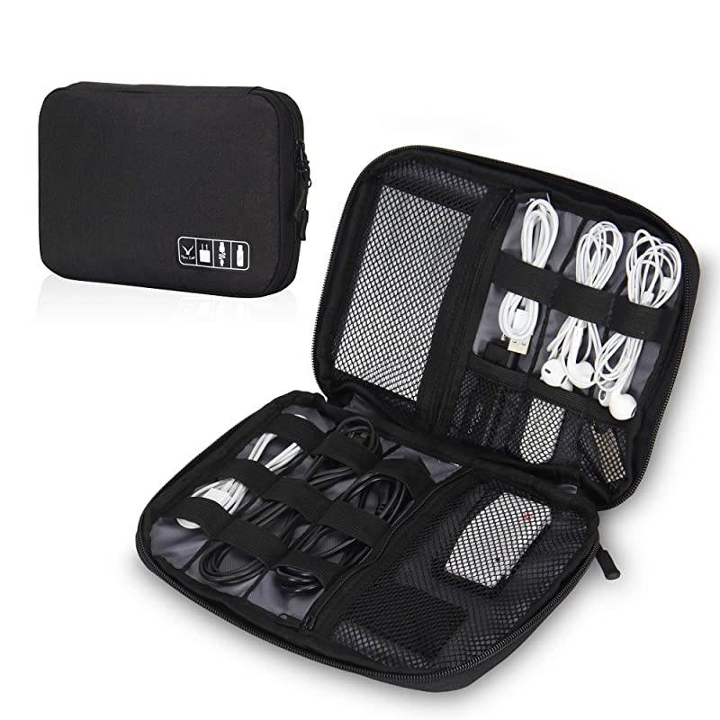 Travel Universal Cable Organizer Electronics Accessories Cases for Various USB Phone Charger and Cable Black