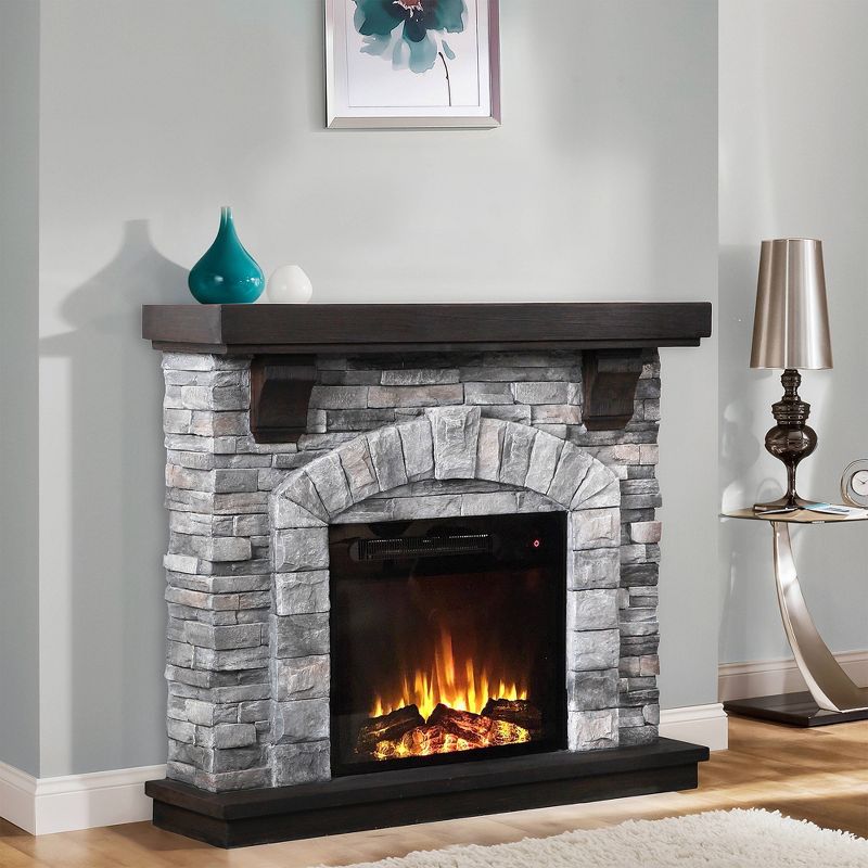 45" Freestanding Electric Fireplace Gray - Home Essentials