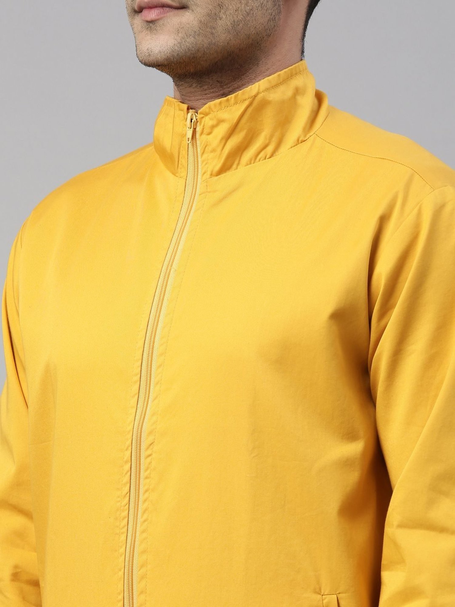 CINOCCI Yellow Cotton Slim Fit Jacket
