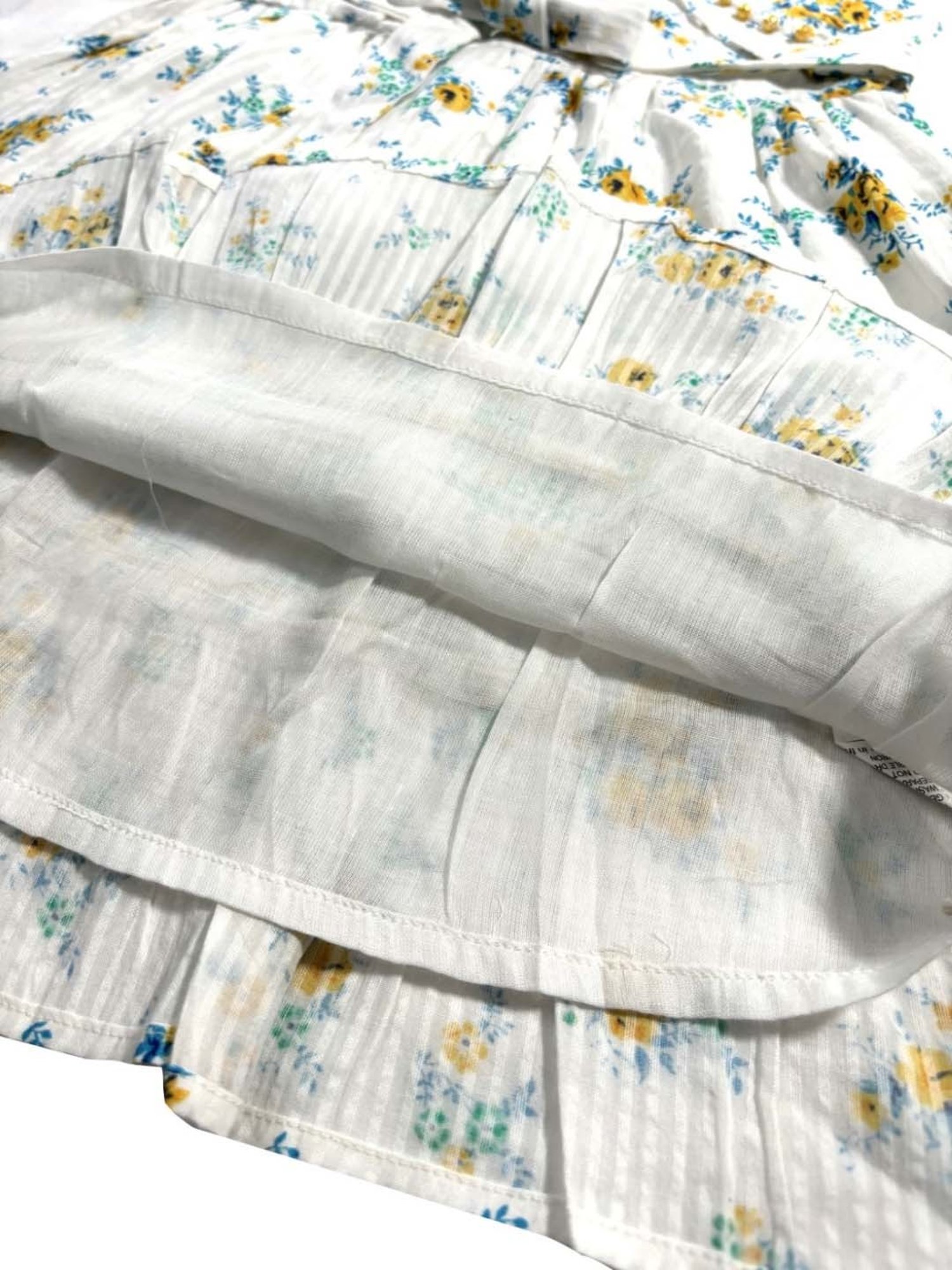 Bella Moda Kids White & Blue Cotton Floral Print Full Sleeves Dress