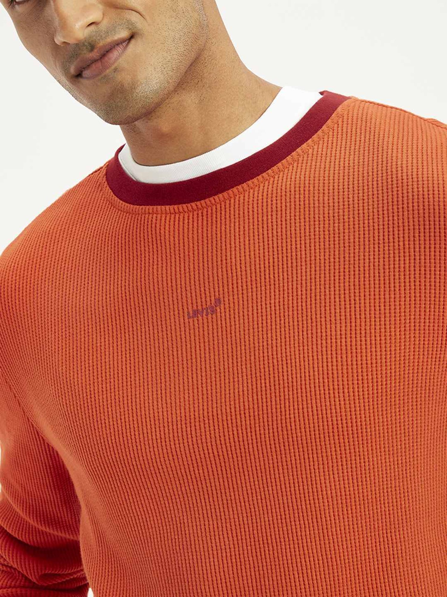Levi's Orange Cotton Slim Fit Sweater
