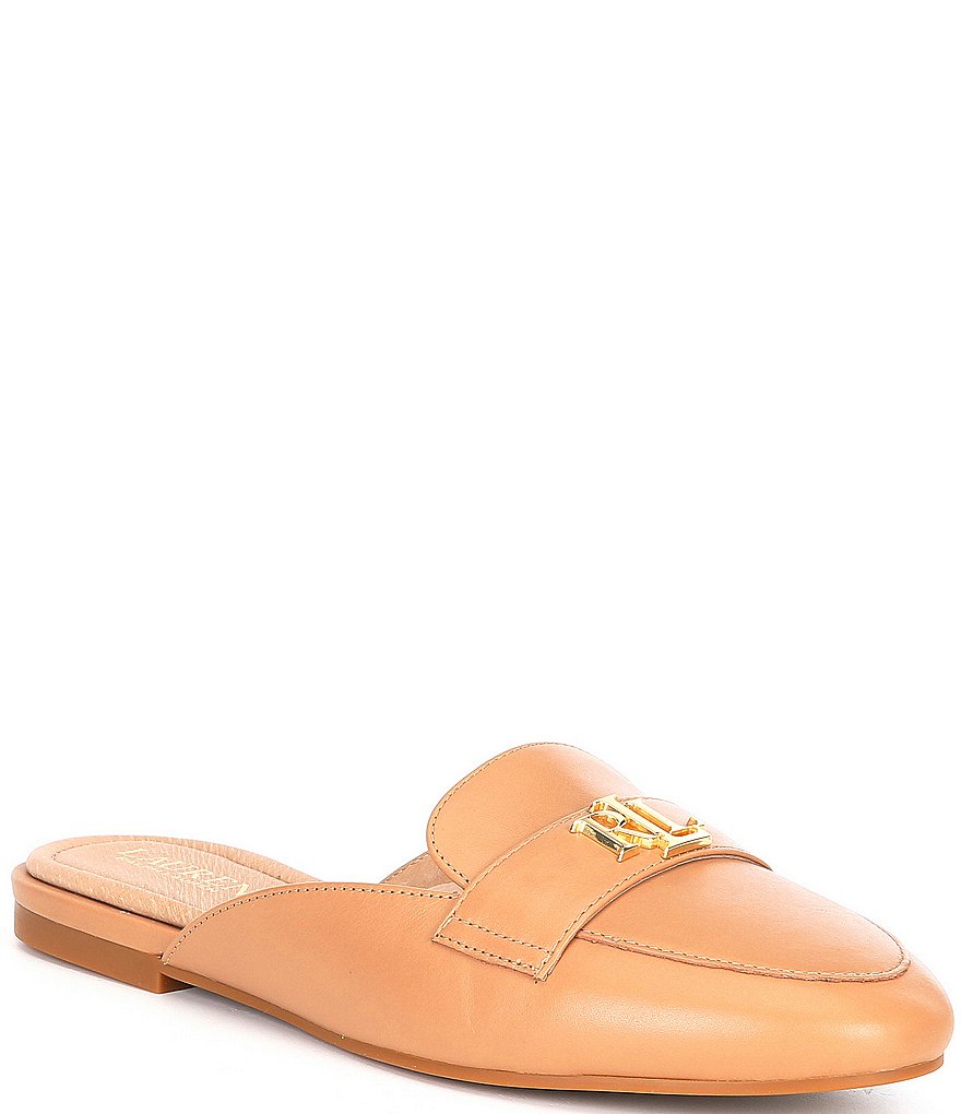 Lauren Ralph Lauren Alli Logo Detail Leather Mules