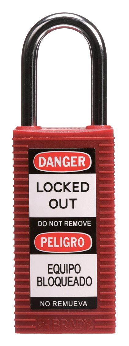 BRADY 123405 Lockout Padlock,KD,Red,3"H