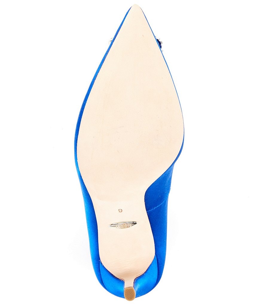 Badgley Mischka Cher Satin Brooch Embellished Stiletto Pumps