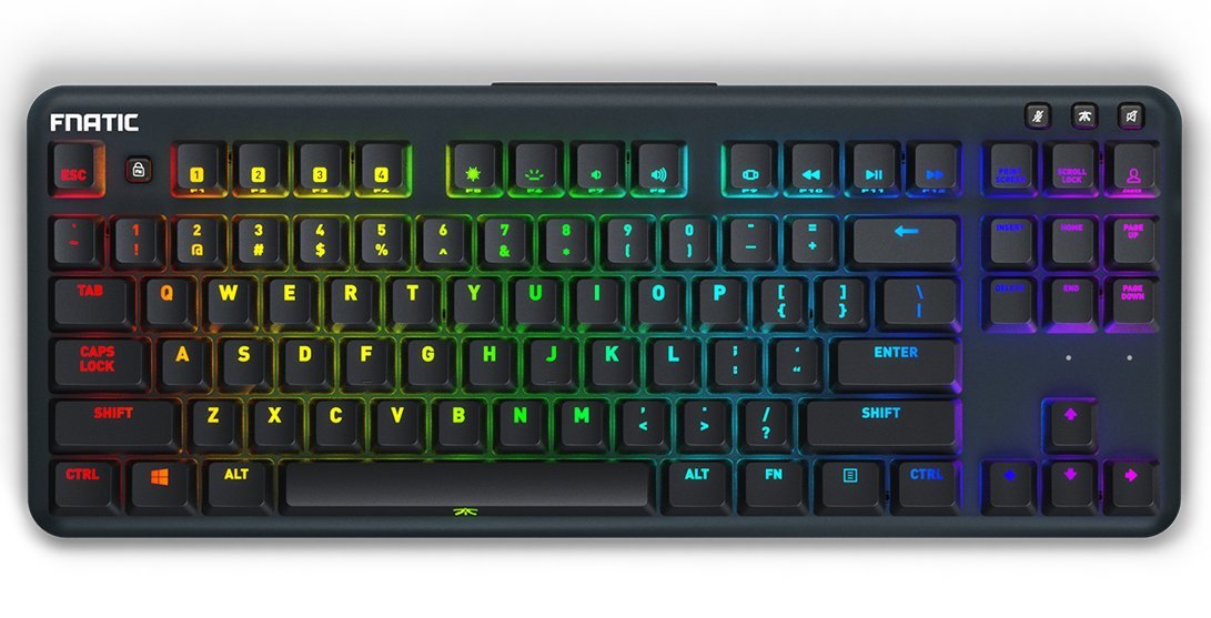 Fnatic miniSTREAK Pro Gaming Mechanical Tenkeyless Esports Keyboard (Cherry MX Red Switches, Multi-Color RGB Lighting, Ergonomic Wrist Rest, Programmable) US-Layout