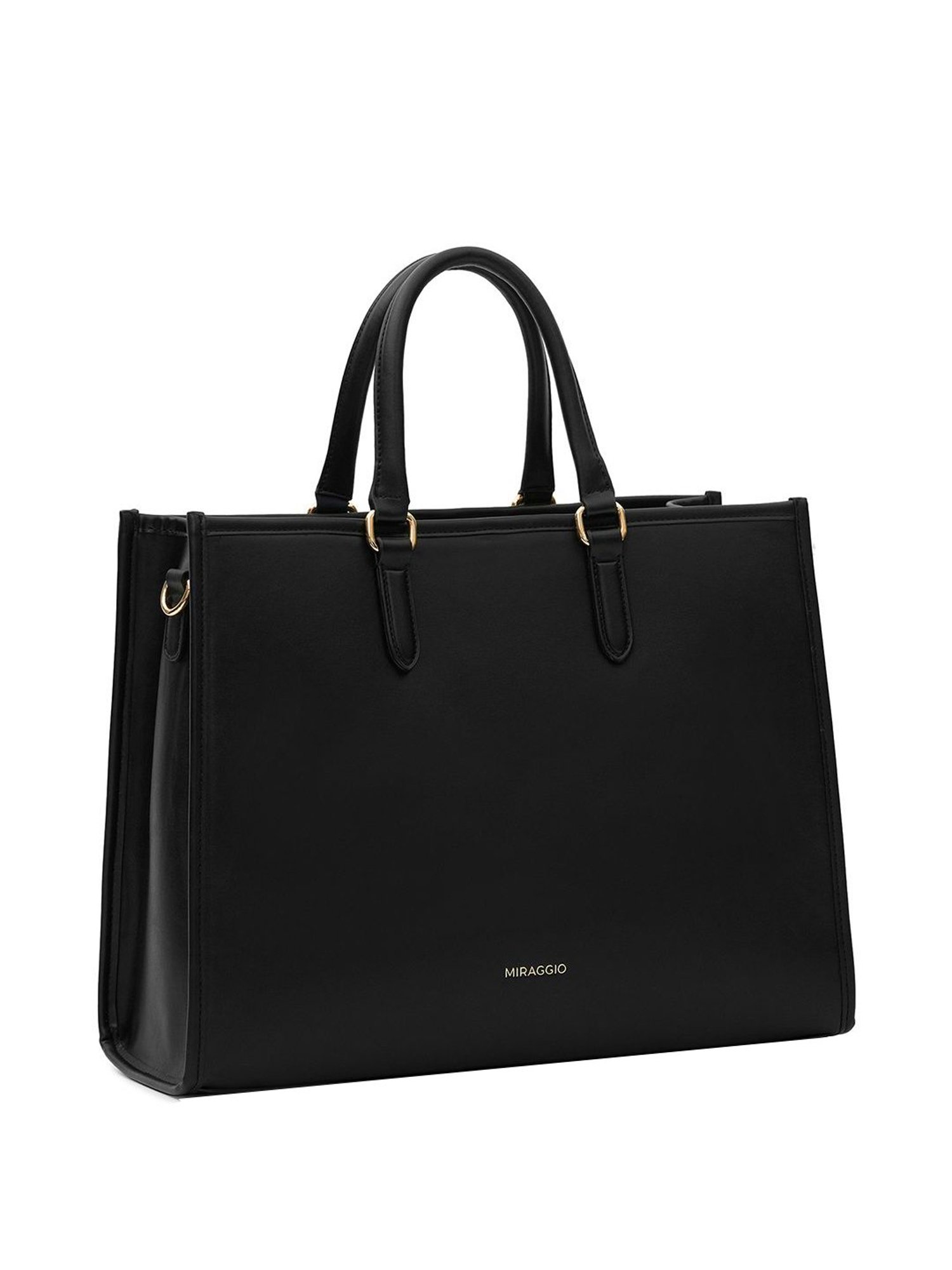 Miraggio Black Solid Large Tote Handbag