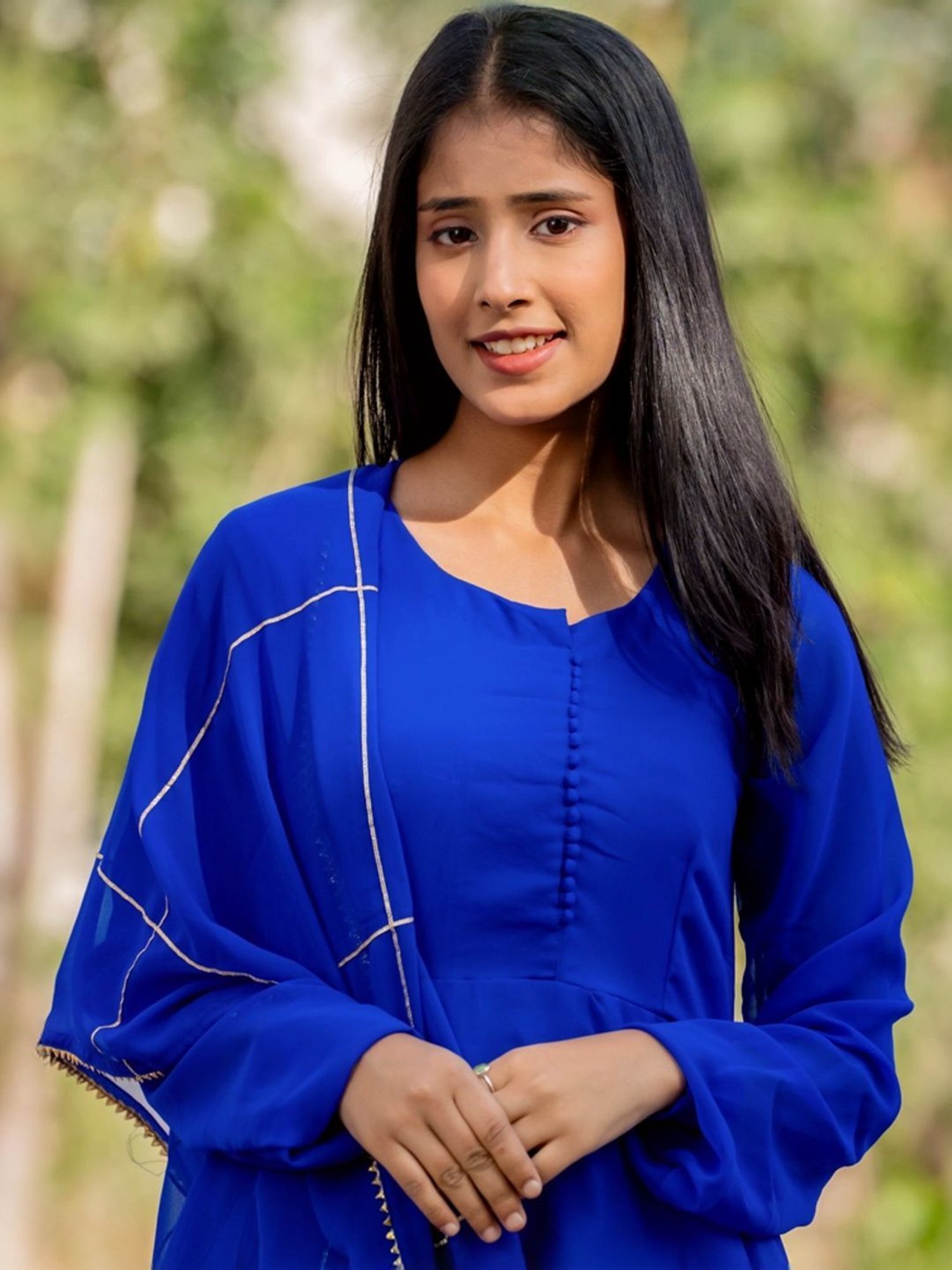 HOUSE OF JAMOTI Blue Regular Fit Kurta Pant Set With Dupatta