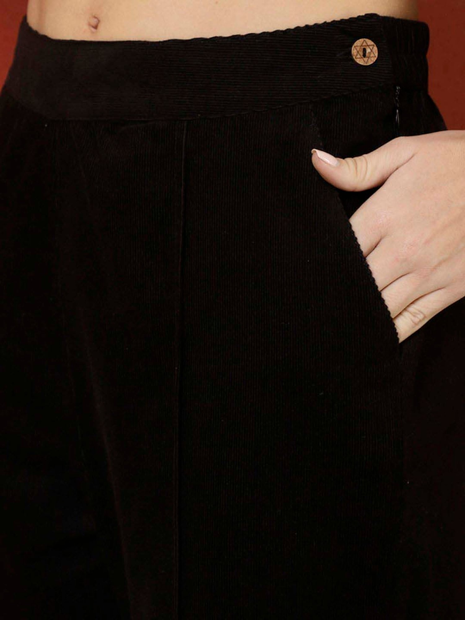 Jaipur Kurti Black Plain Pants