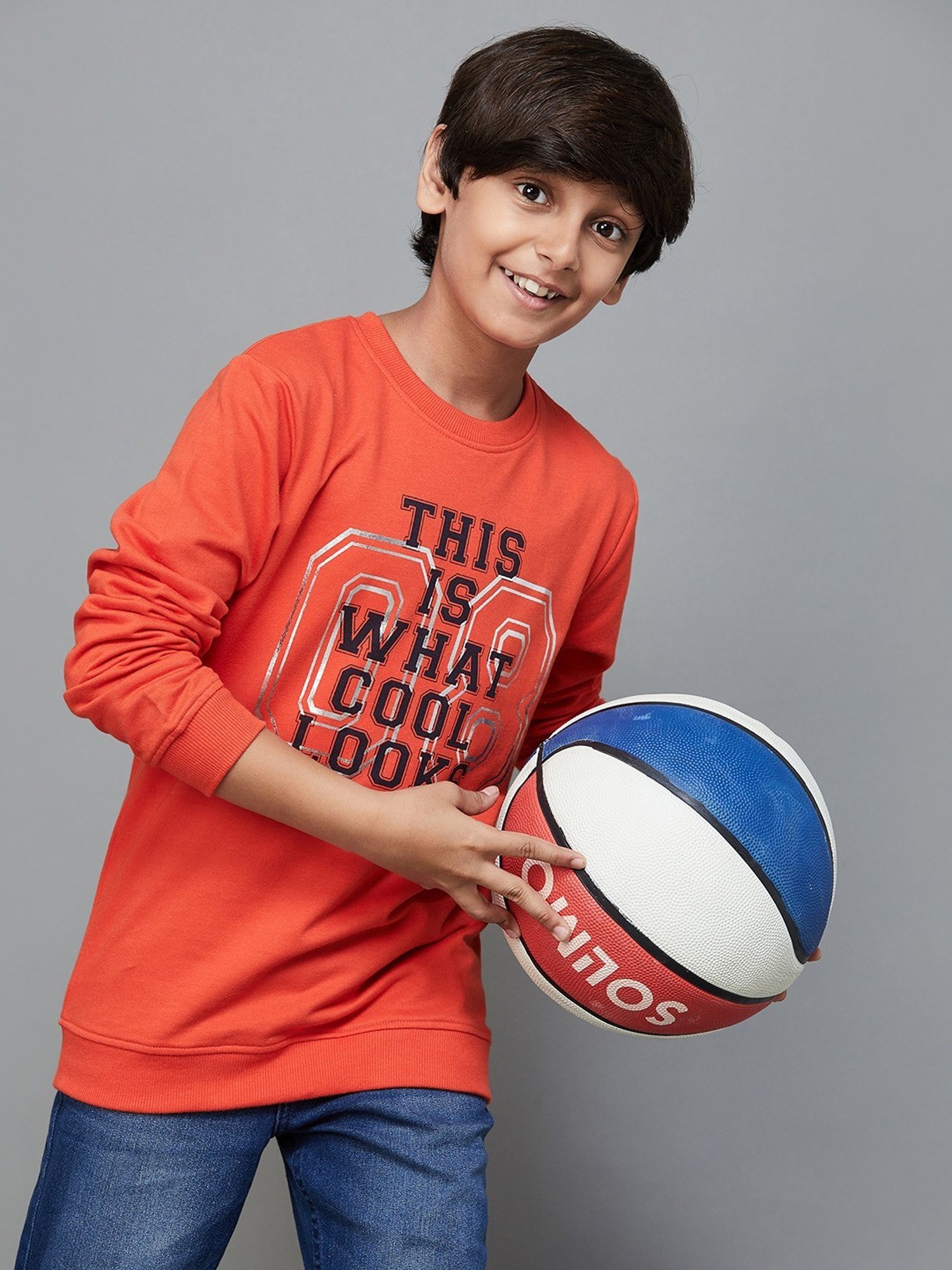 Fame Forever by Lifestyle Kids Orange Cotton Printed Full Sleeves Sweatshirt