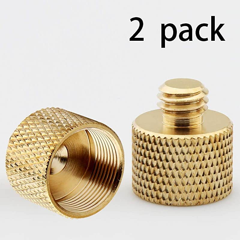 2 Piecesbrass 38quot16 External thread to 58quot 27 internal thread adapter for microphone stand tripod screw adapter converter stand screw