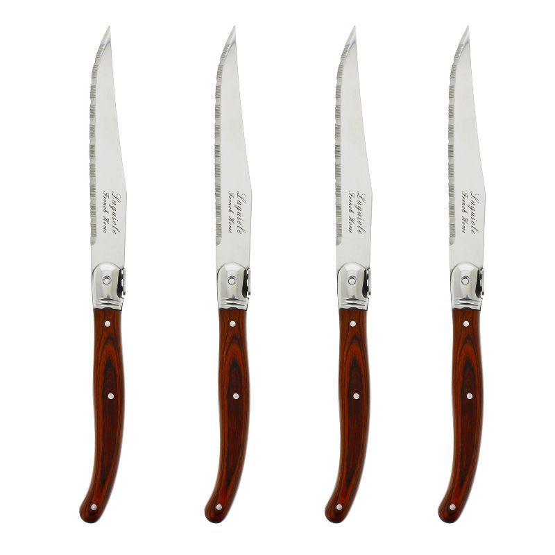 4pk Stainless Steel Laguiole Pakkawood Steak Knives Brown - French Home