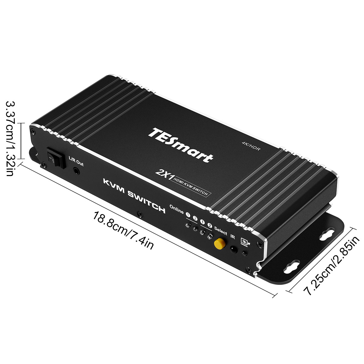 TESmart HDMI 2 input 1 output KVM Switch , support 4k @60hz  HDR 10 and Dolby Vision ,Complaint with HDCP 2.2, With USB2.0 and audio output interface