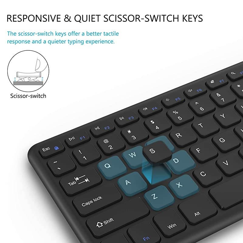 Wired Keyboard and Mouse,  Ultra Thin Full Size USB Wire Corded Keyboard Mouse Combo Set with Number Pad for Computer, Laptop, PC, Desktop, Notebook, Windows 7, 8, 10 (Black)