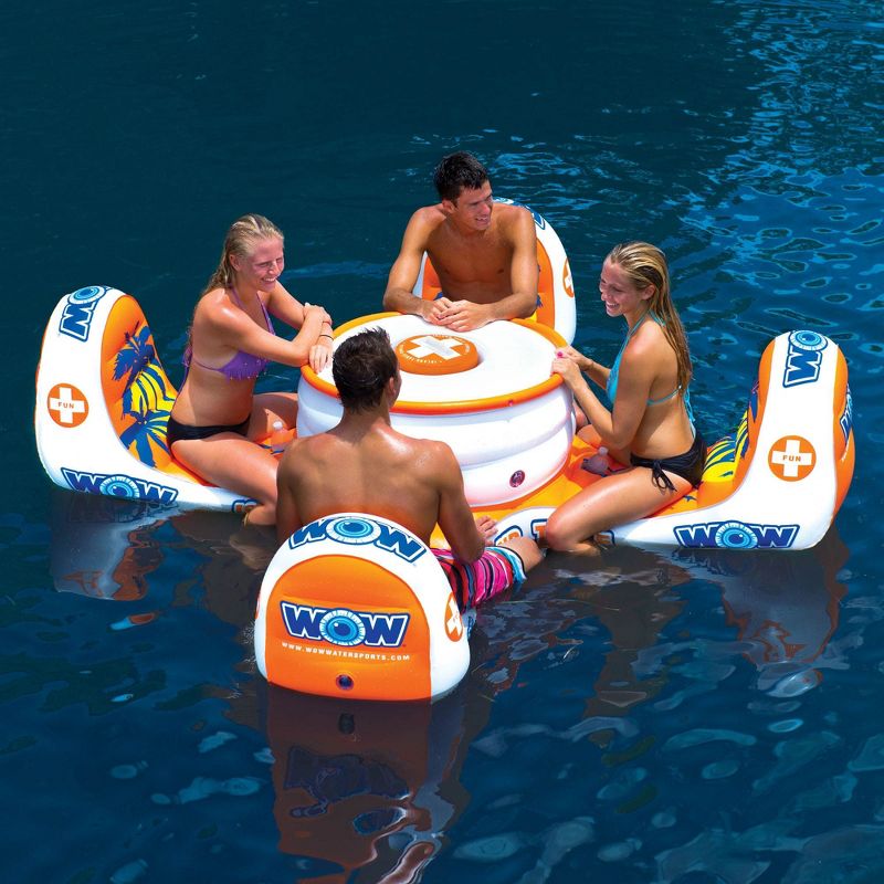 WOW Watersports 14-2010 Island Table 4 Person Pool Float Picnic Table, Orange
