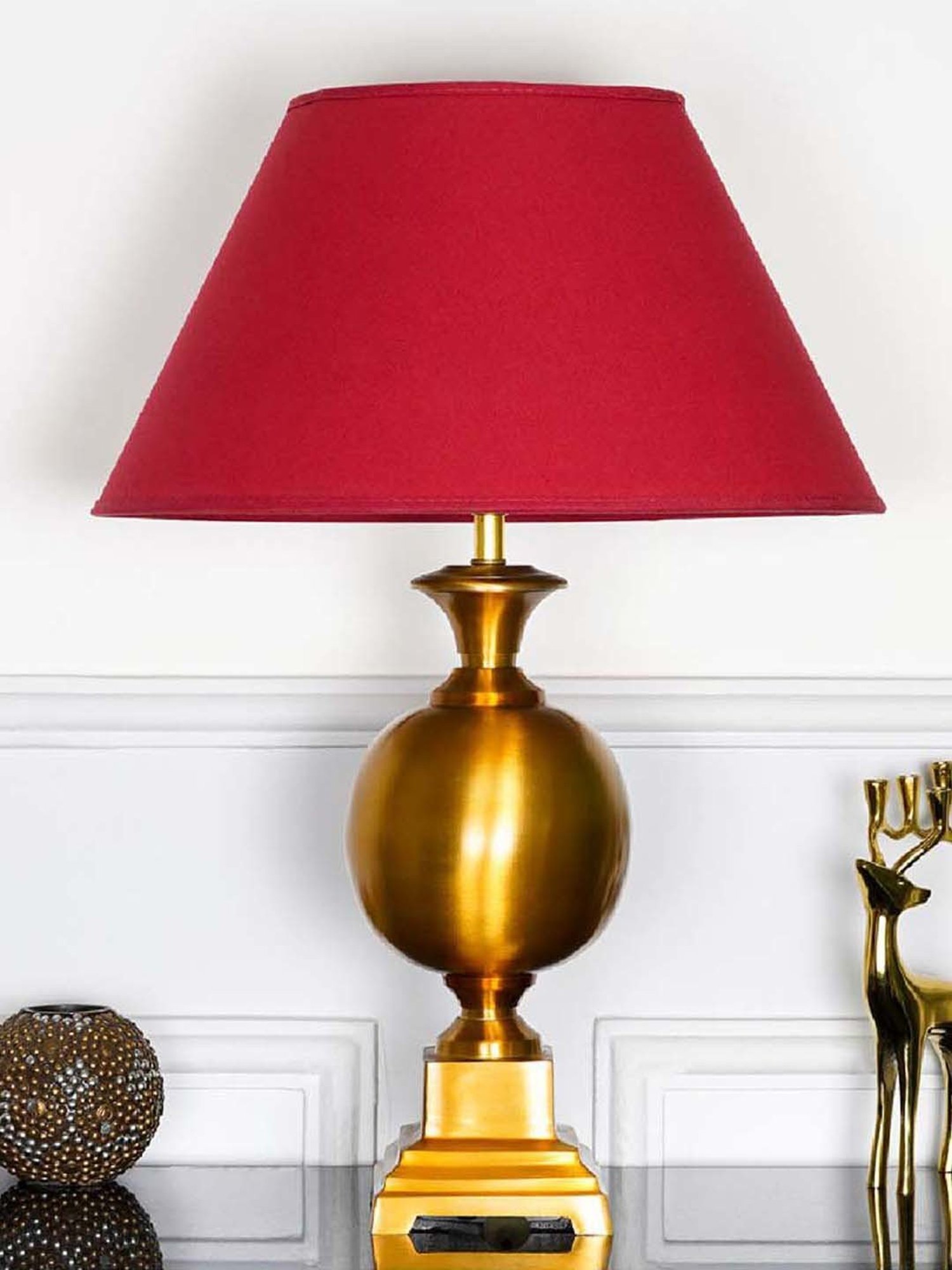 Kapoor Lamp Shades Gold Metal Faris Table Lamp With Cotton Shade