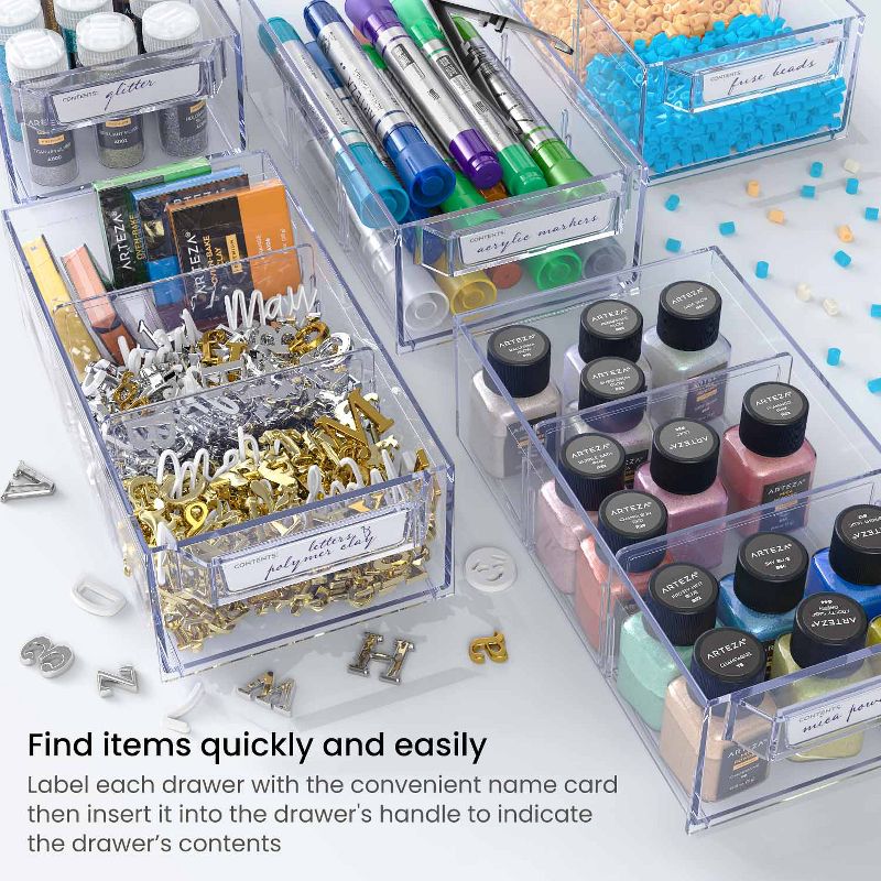 Arteza 16 - Drawer Multipurpose Semi - Clear Storage Cabinet in Gray (ARTZ-4092)