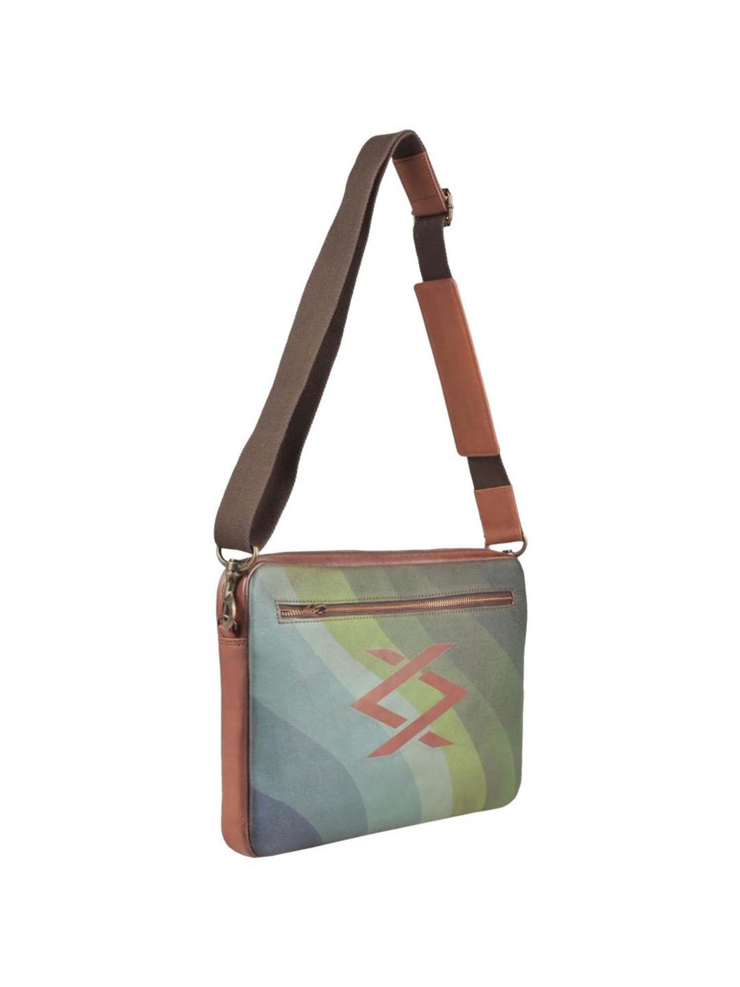 HiLEDER Brown Textured Small Leather 12 inch Cross Body Bag