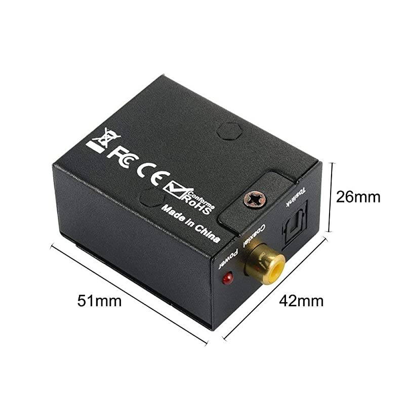 Digital Audio Converter Digital Optical Coaxial Toslink to Analog Audio Converter Stereo LR RCA Audio Adapter for HDTV DVD Bluray Home Cinema Systems PS3 Xbox X360 with Optical Cable and USB C