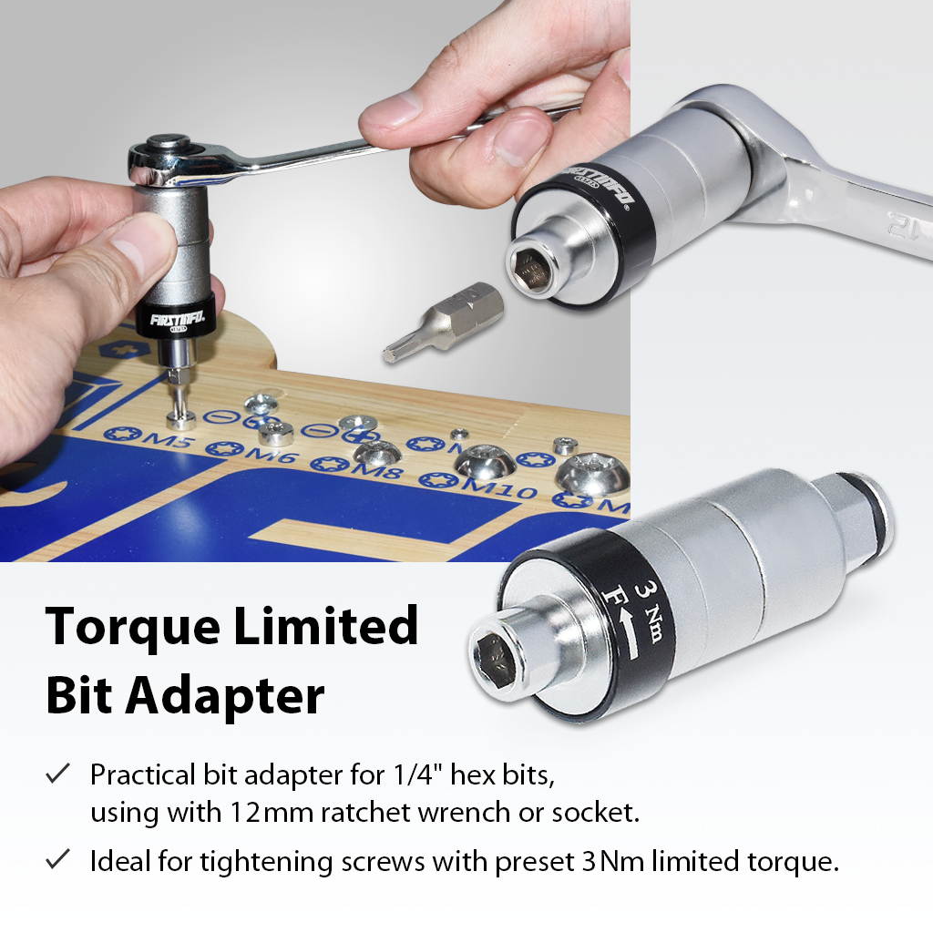 FIRSTINFO 3 Nm Torque Limited Bit Holder Magnetic Adapter for 1/4" Hex Bits, Using with 12mm Ratchet Wrench or Socket