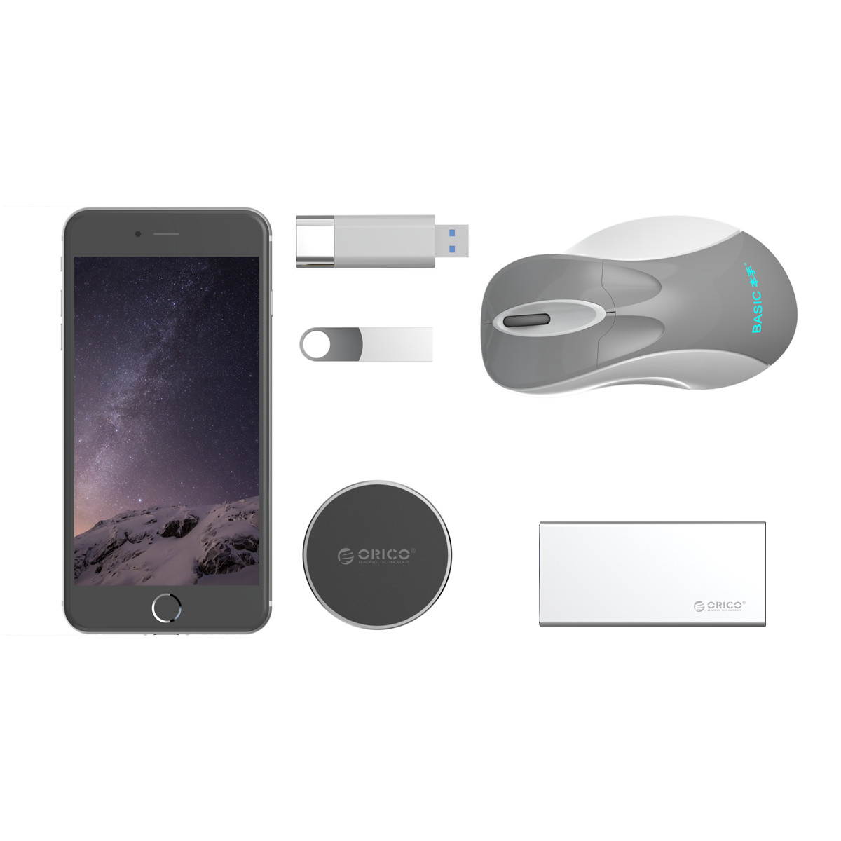 ORICO 3 ports USB3.0 Mouse Cable Management Hub aluminum alloy and rubber mat,Multi-safety protection  Silver (BNS1) (BNS1)