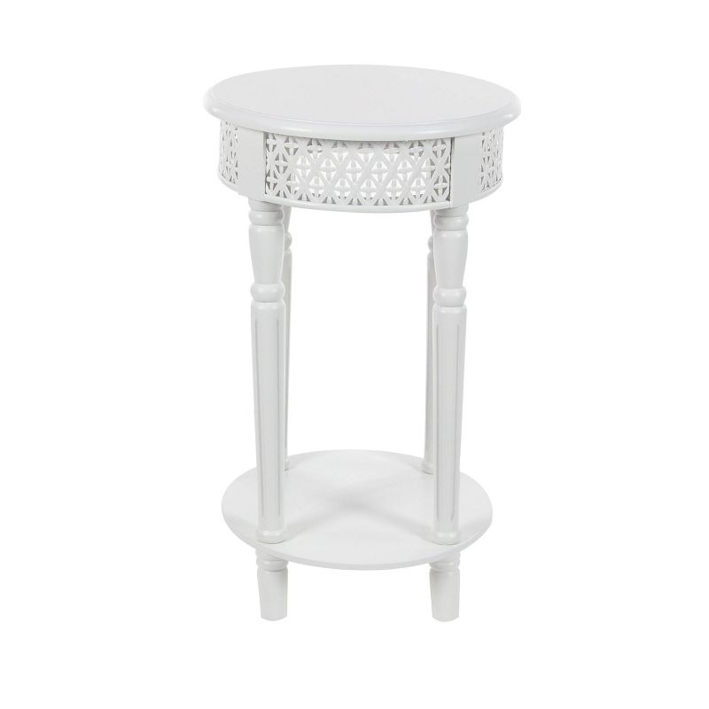 Wooden Round Lattice Side Table White - Olivia & May
