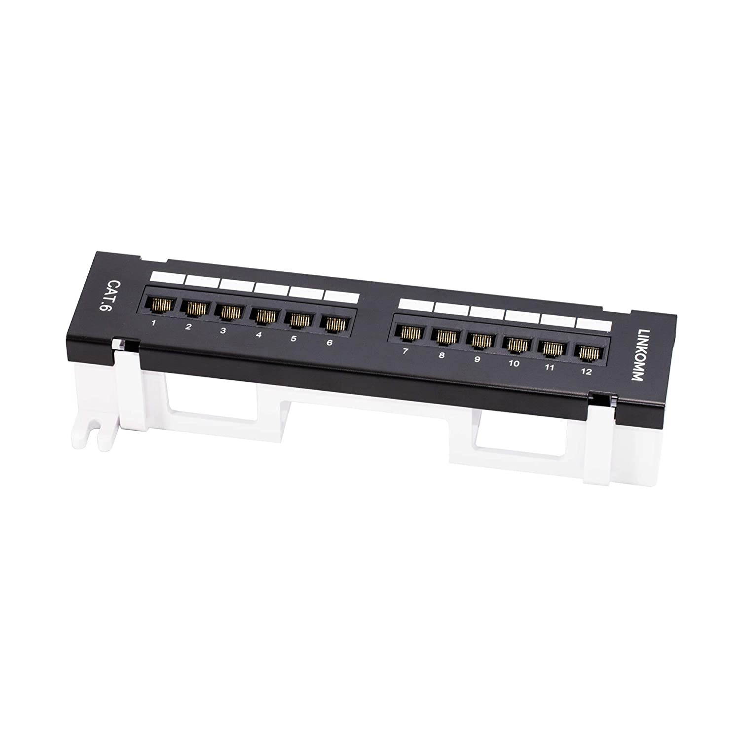 LINKOMM UL Listed RJ45 Cat6 12-Port UTP Unshielded Patch Panel with 89D Mounting Bracket/Vertical Mini Patch Panel
