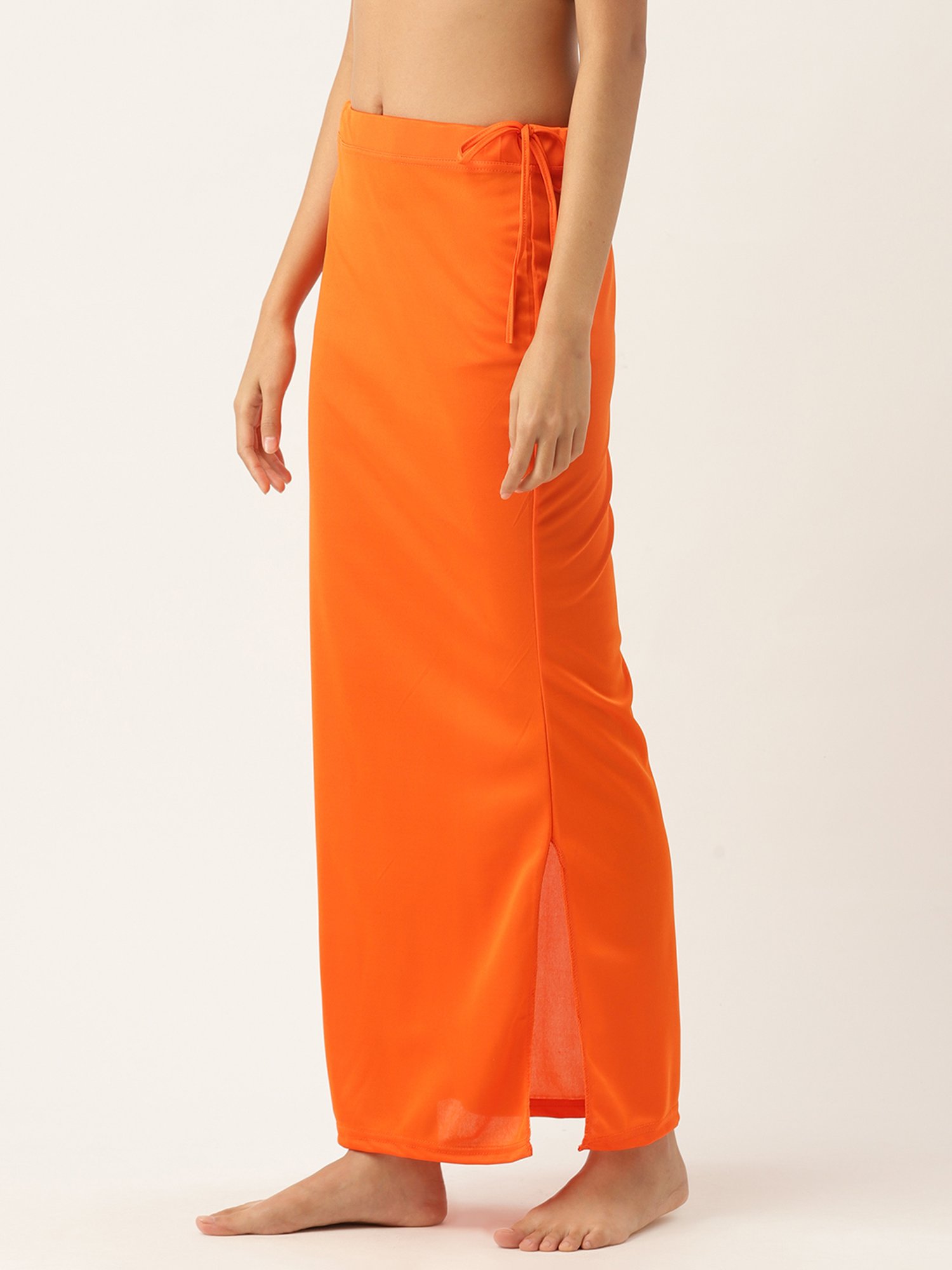 Ms.Lingies Orange Plain Saree Shapewear