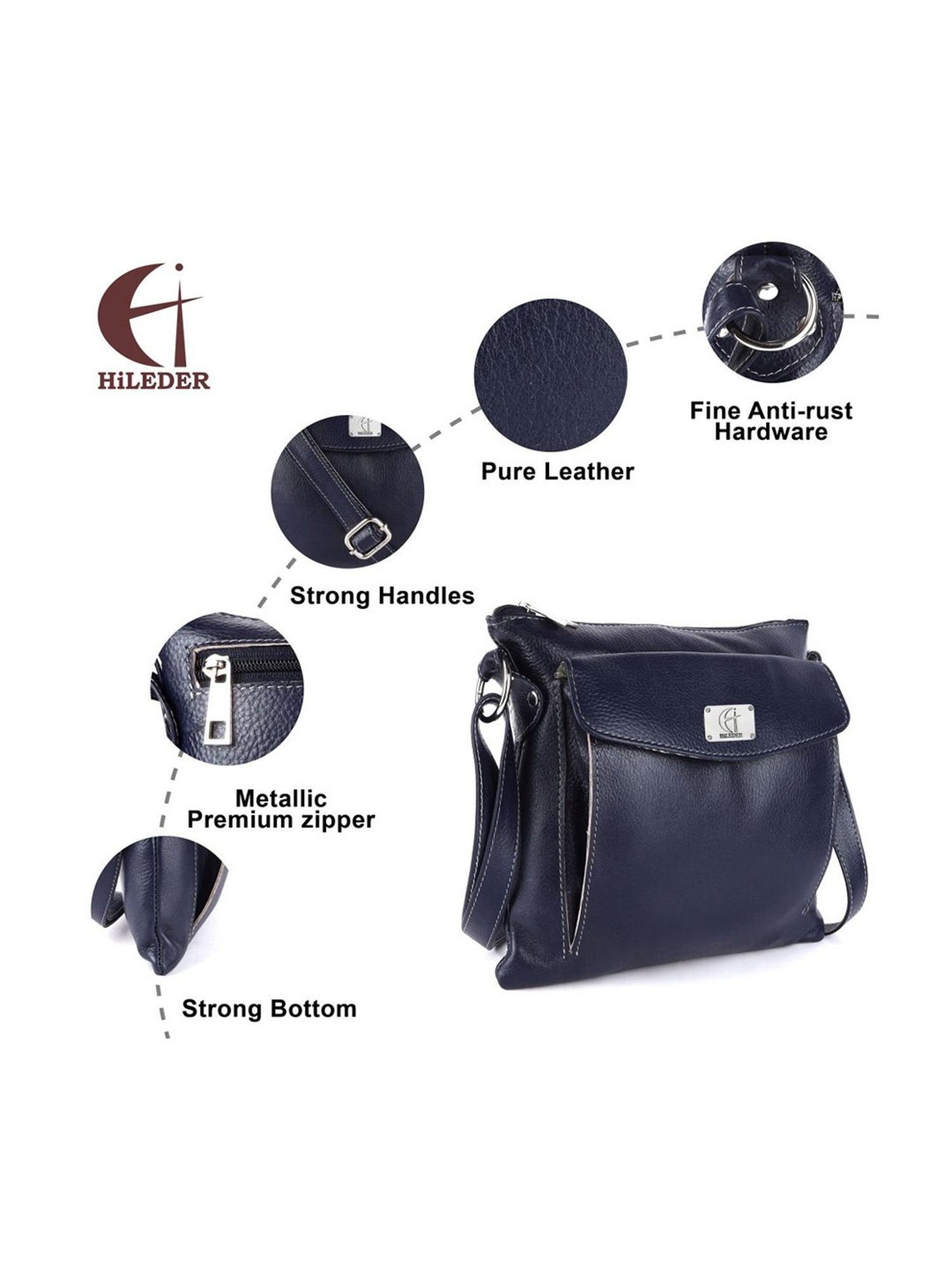 HiLEDER Navy Solid Medium Cross Body Bag