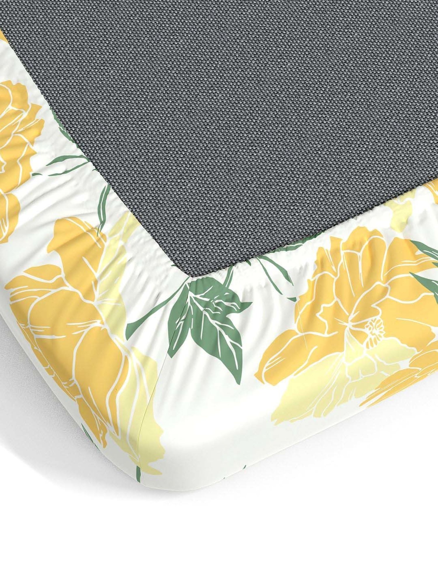 Dreamscape White & Yellow Cotton 140 TC King Bedsheet with 2 Pillow Covers