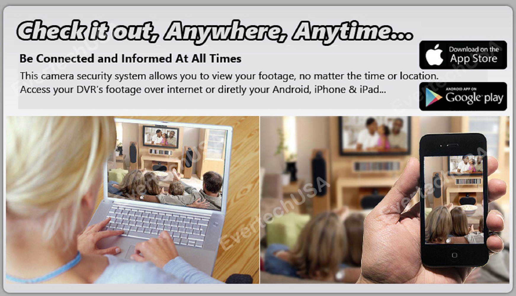 Evertech HD H.265 32 Channel DVR Security Recorder with 32TB Hard Drive, Compatible with AHD/TVI/CVI/Analog Cameras