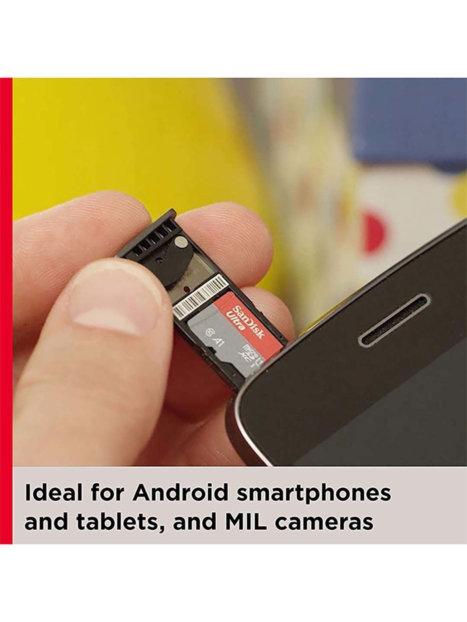 SanDisk Ultra 64GB Class 10 microSDXC UHS-I Card for Smartphones (Red/Grey)(Upto 140MBP/S)