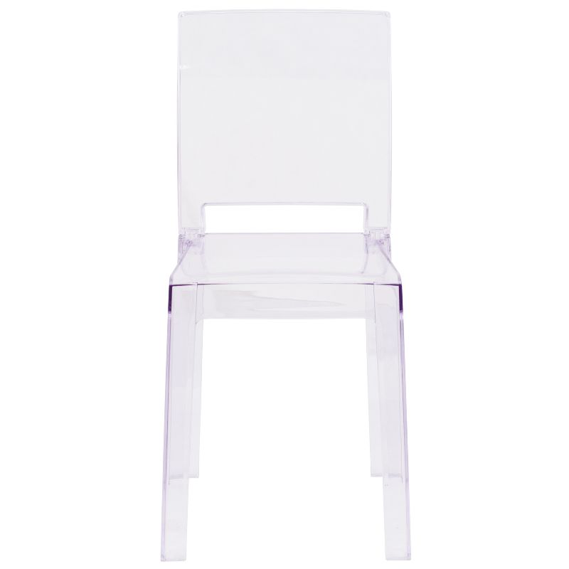 Emma and Oliver Ghost Chair with Square Back in Transparent Crystal
