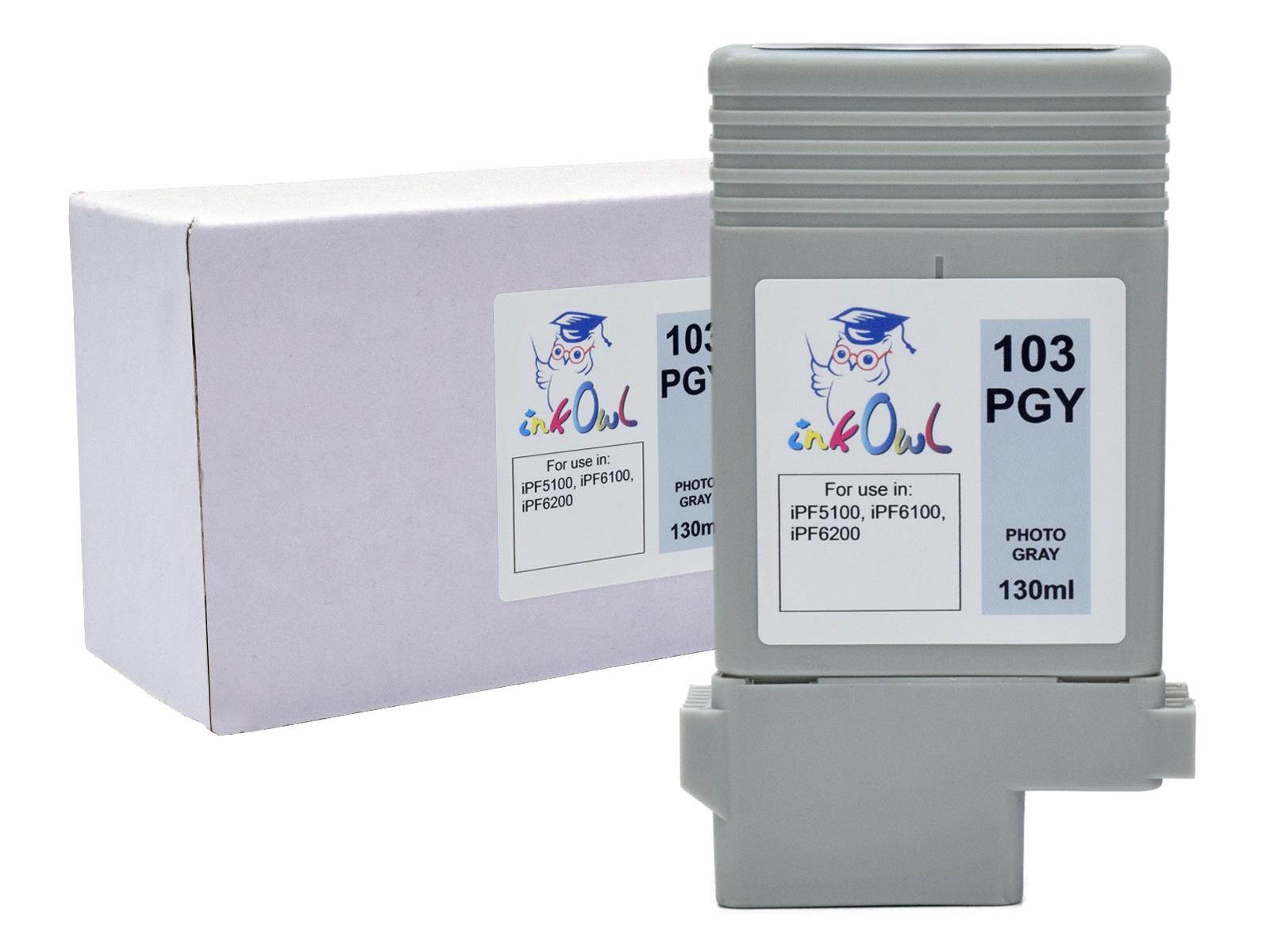 InkOwl Compatible Ink Cartridge Replacement for CANON PFI-103PGY (130ml, Photo Gray) for iPF5100, iPF6100, iPF6200 printers