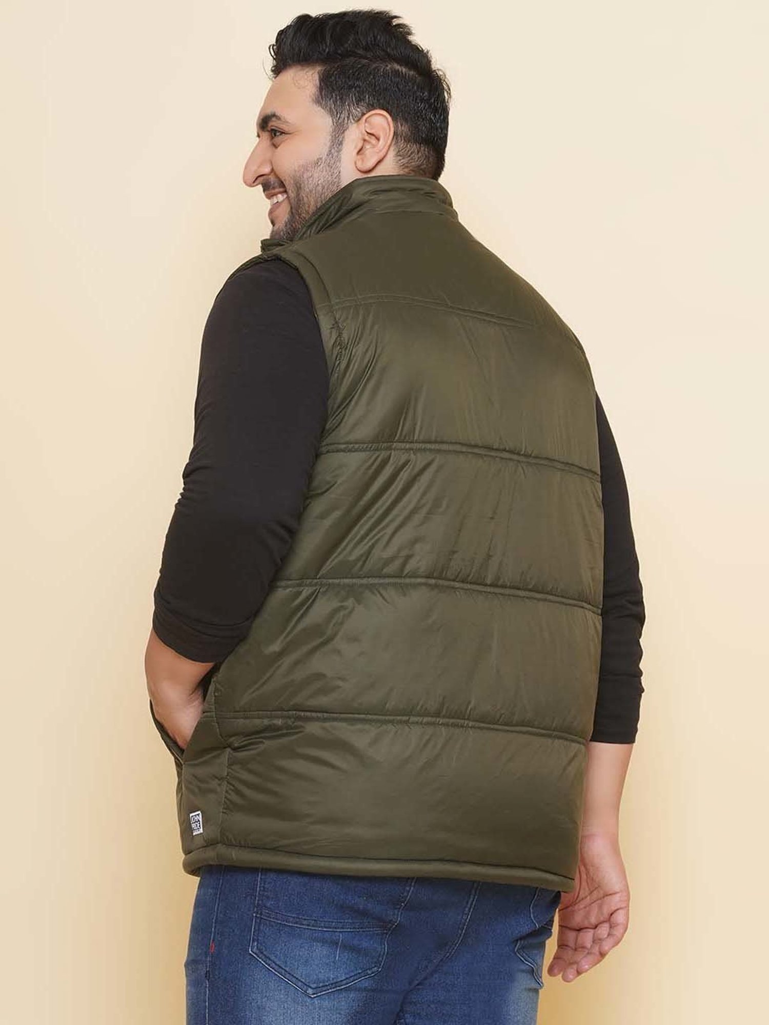 John Pride Olive Regular Fit Plus Size Padded Jacket